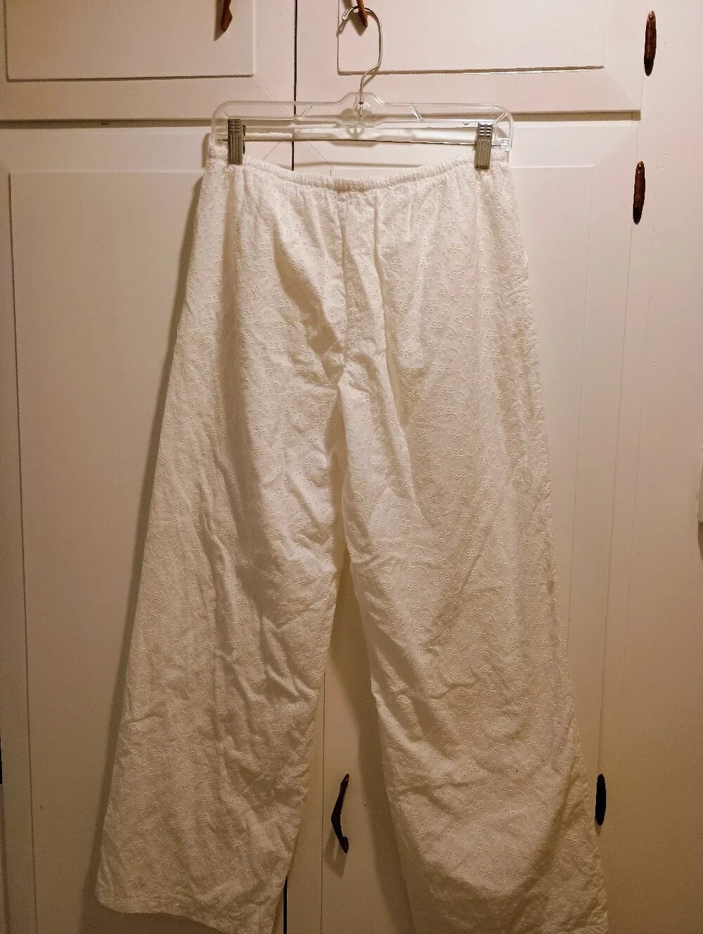 White Eyelet Drawstring Pants - Picture 2 of 6